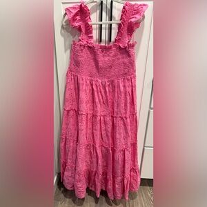Crown & Ivy Pink Eyelet Cotton maxi dress